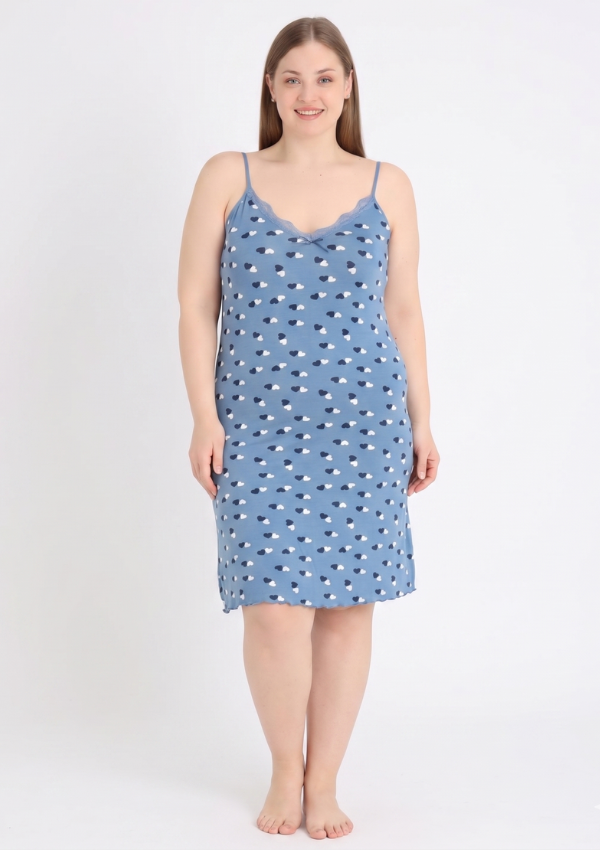 Koszula Nocna Blue Heartbeat, Niebieski, r. 2XL - 5XL