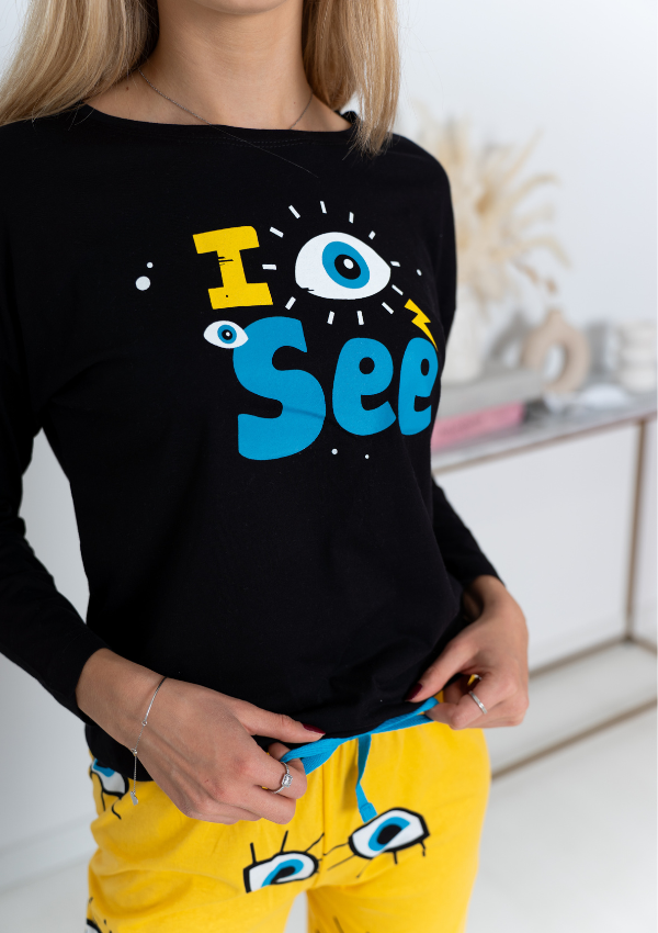 Piżama Damska Vienetta Eye Dream, Żółty, r. S-XL