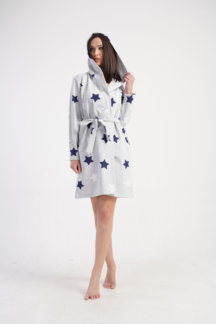 Szlafrok damski Vienetta Star Warmth, Szary, r. S - XL