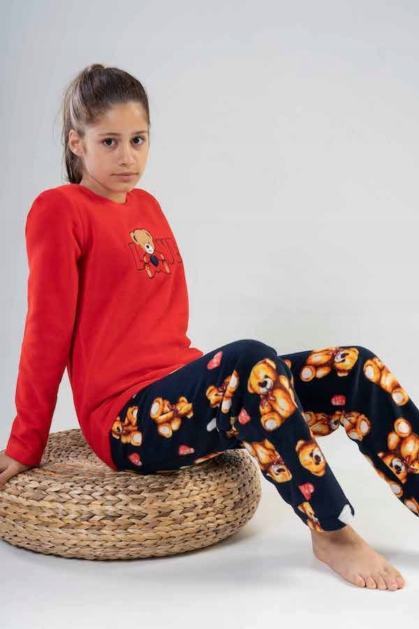 Piżama Dziewczęca Vienetta, Love Bear, Czerwona, r. 128-158