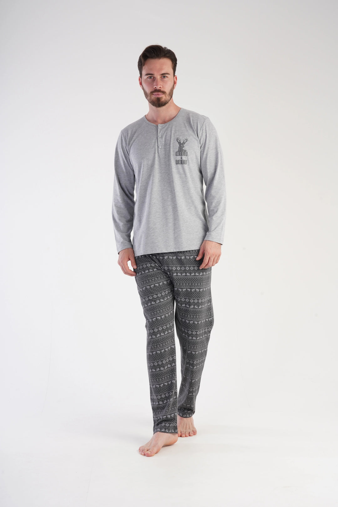 Piżama Męska Vienetta Sleepy Stallion, szara, r. M-XXL image 1