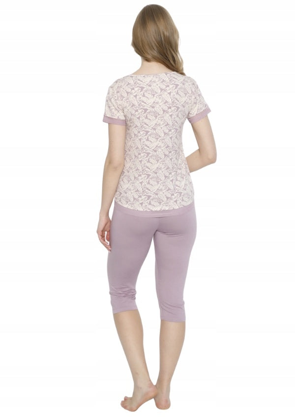 Piżama Damska Vienetta, Flower Whisper, Beżowy, r. S-XL image 4