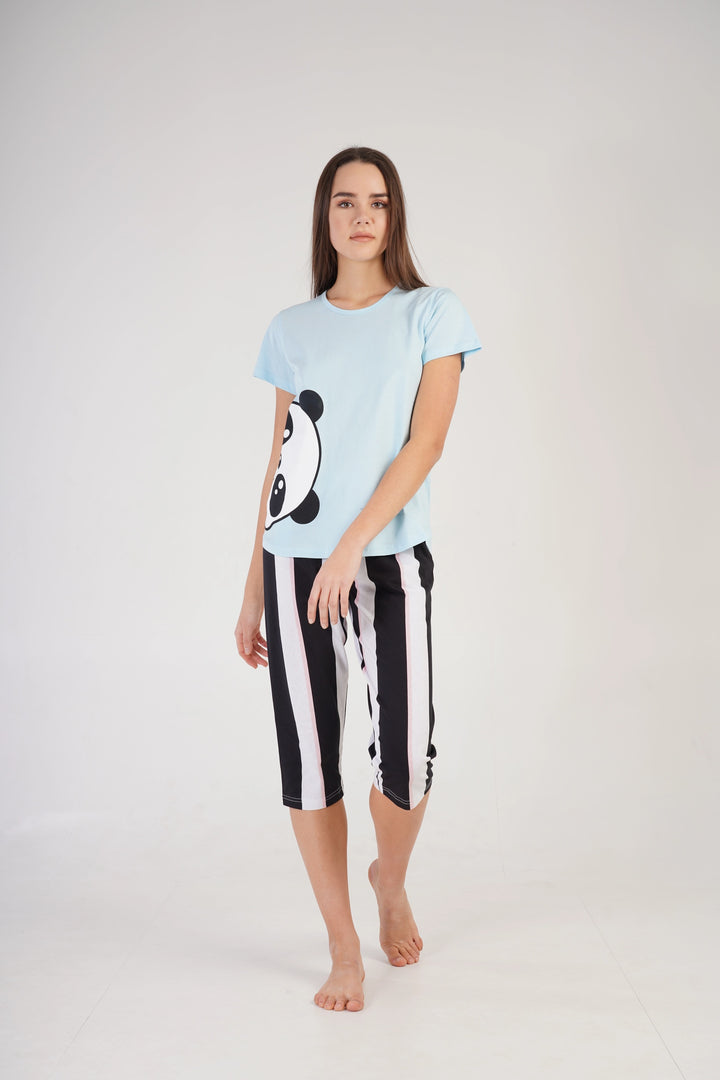 Piżama Damska Vienetta Panda Pals Blue, niebieska, r. S-XL image 3