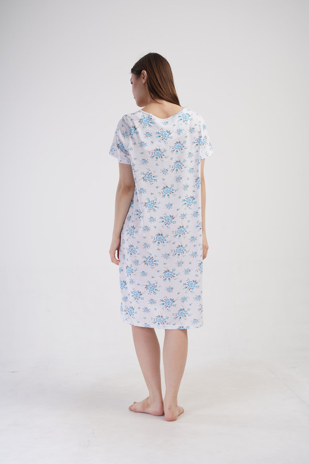 Koszula Nocna Vienetta Blue Bloom, Biało - Niebieska , r. M-XXL