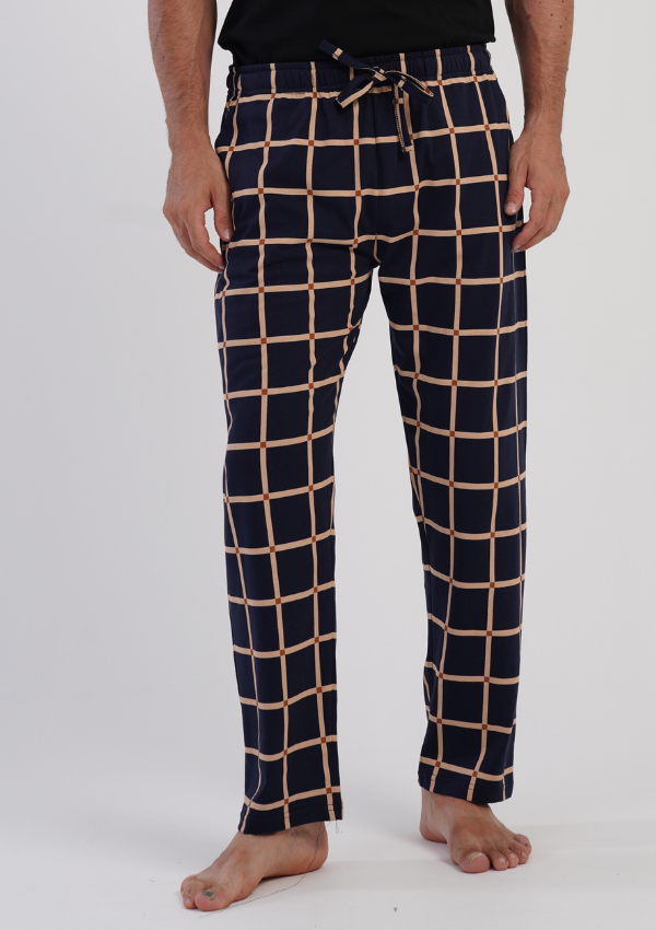 Spodnie męskie Vienetta Dark Check, Granatowy, r. S-XL