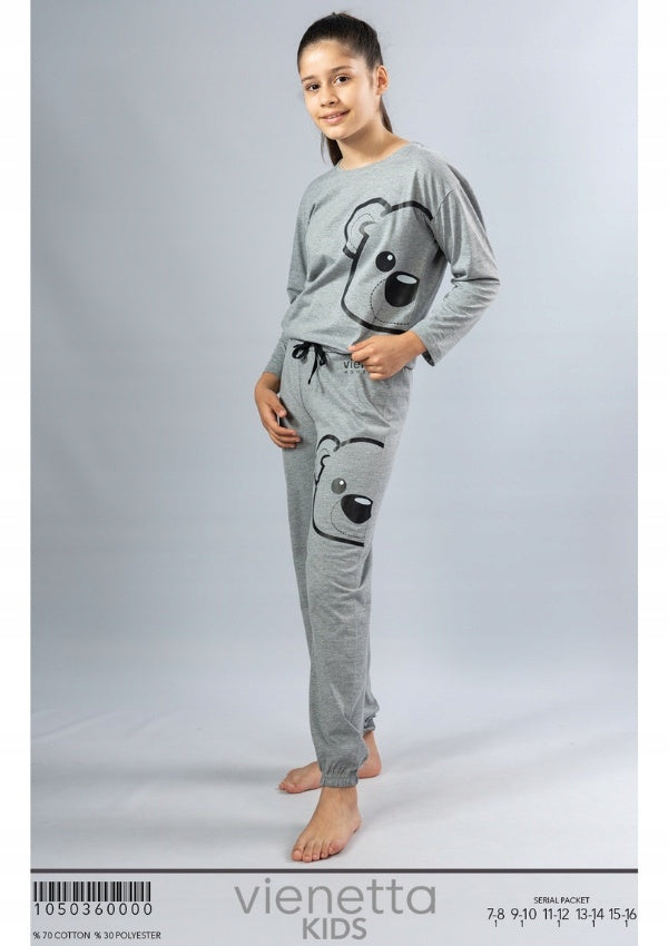 Piżama Dziewczęca Vienetta, Grey Bear, r. 128-164 image 2