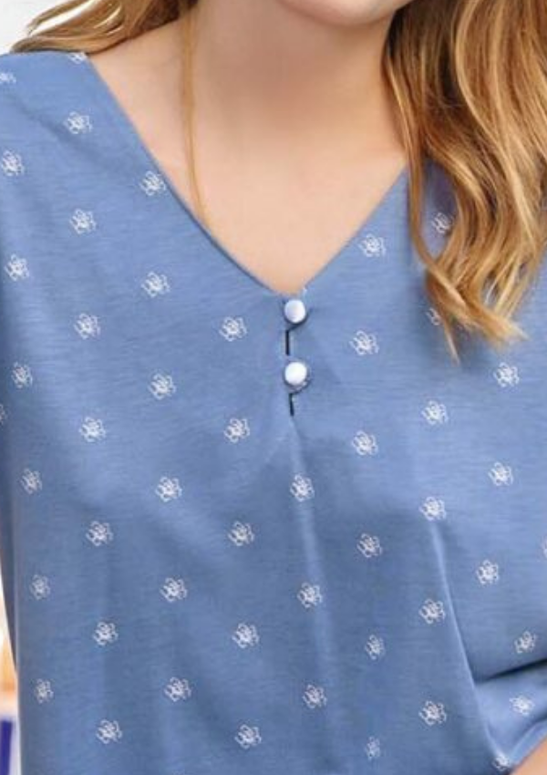 Piżama Damska Bamboo Bloom, Niebieski, r. M-2XL image 1