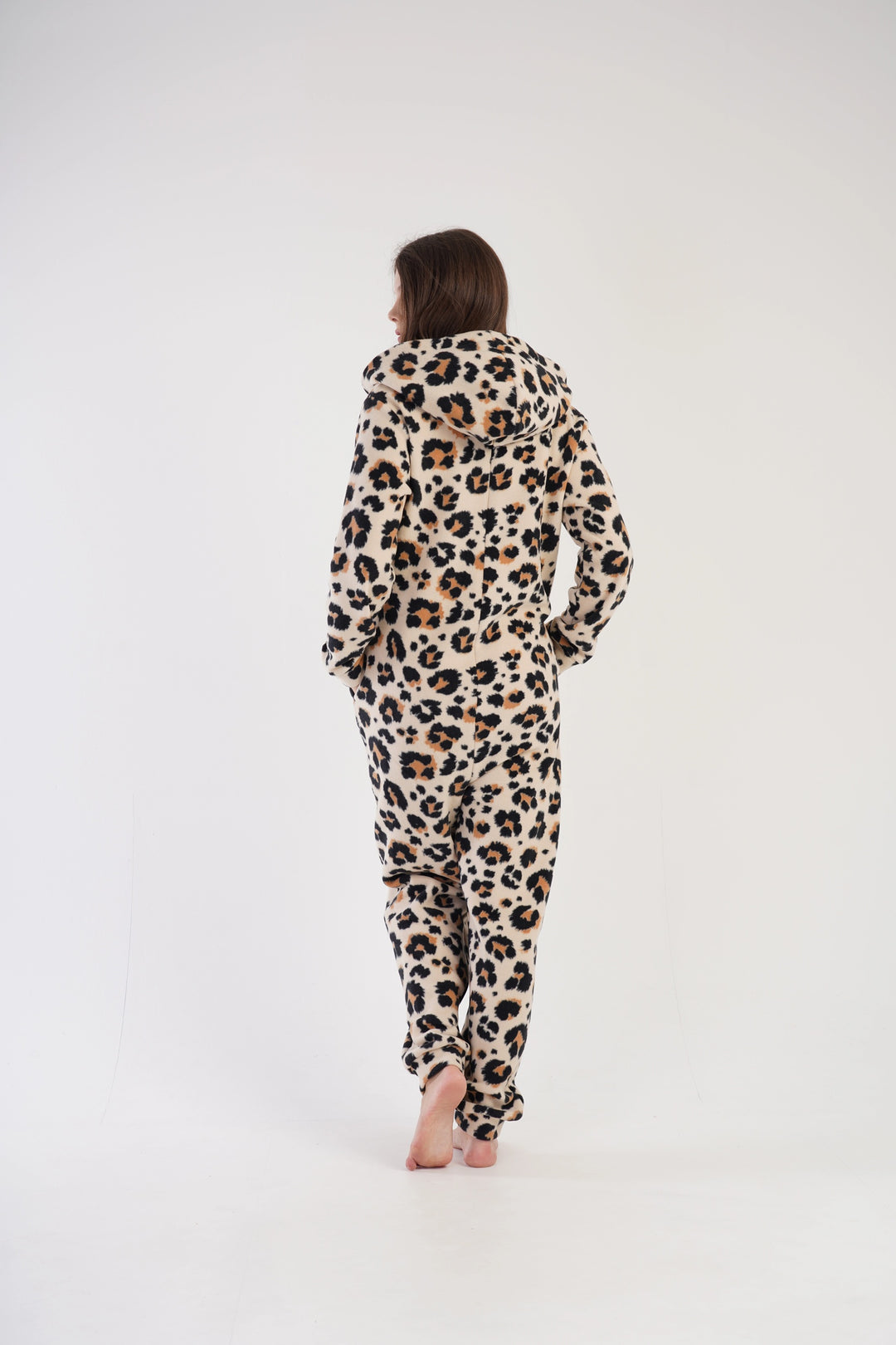 Kombinezon damski polarowy Vienetta Leopard Luxe, beżowo-czarny, r. S-XL image 5