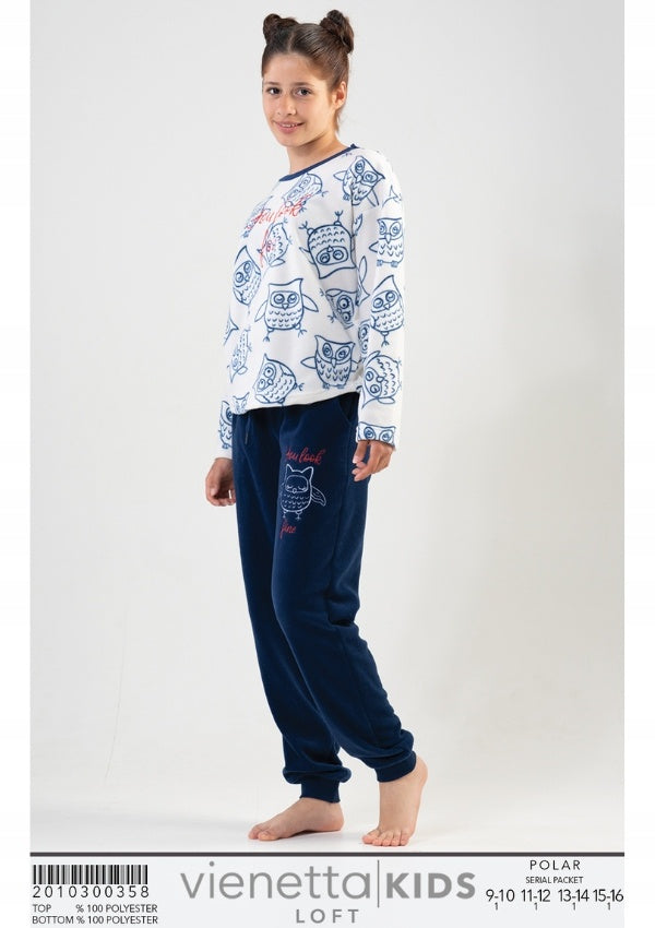 Piżama Dziewczęca polarowa Vienetta, You Look Cute, Biała, r. 128-164 image 3
