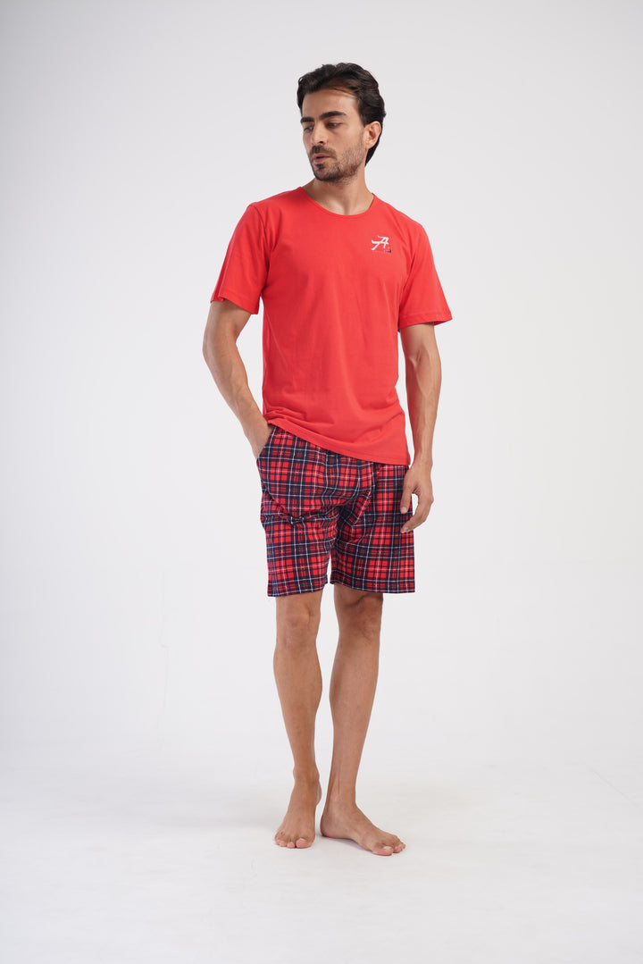 Piżama Męska Vienetta Red Comfort, Czerwony, r. L-XXL
