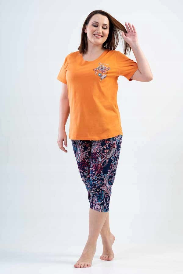 Piżama Damska Vienetta, Floral Dream, Pomarańczowa, r.1XL-4XL image 19