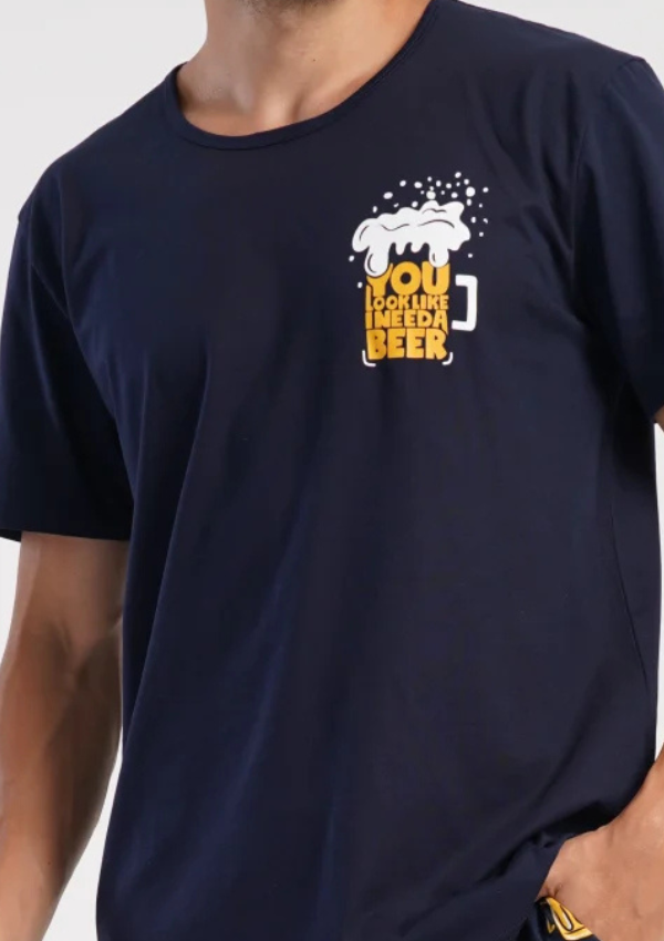 Piżama Męska Vienetta Beer Break, Granatowy, r. S-XXL