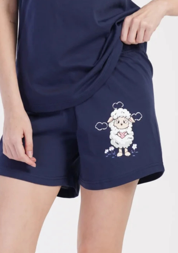 Piżama Damska Vienetta Hug Sheep, Granatowy, S -XL