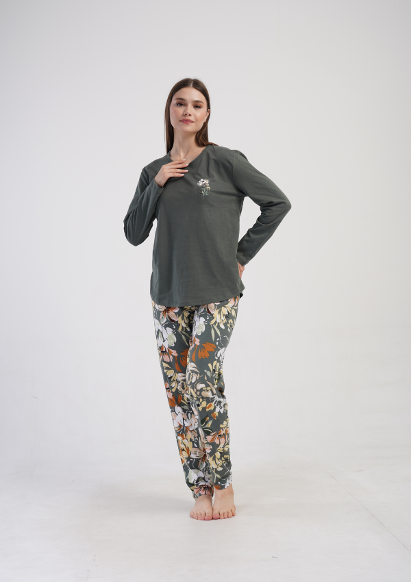 Piżama Damska Vienetta Floral Haven, Zielony, r. 1XL-4XL