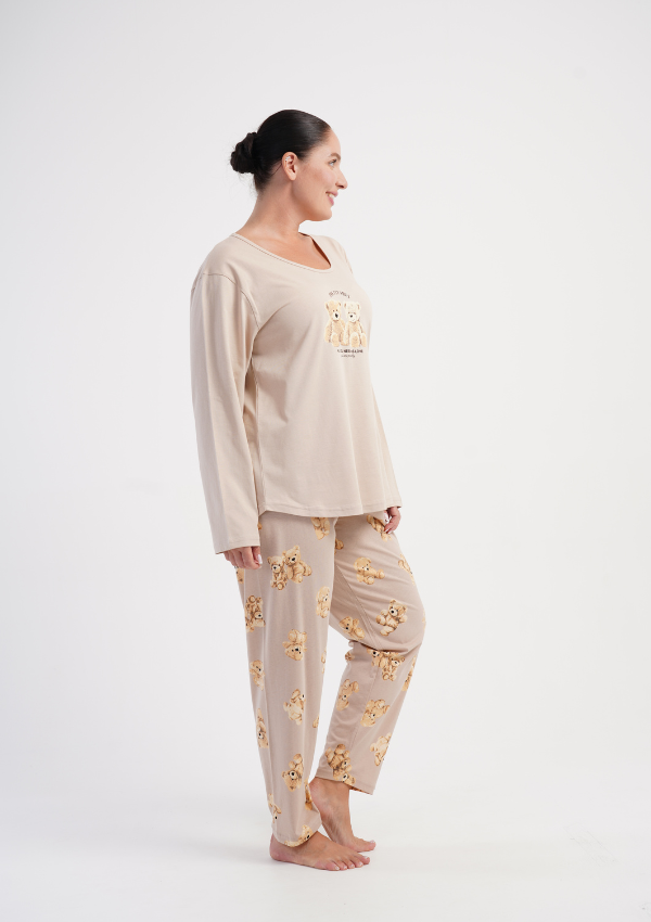 Piżama Damska Vienetta Bear Harmony, Beżowy, r. 1XL-4XL