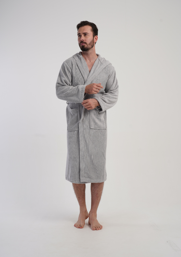 Szlafrok męski Vienetta Gray Night, Szary, r. M-XXL