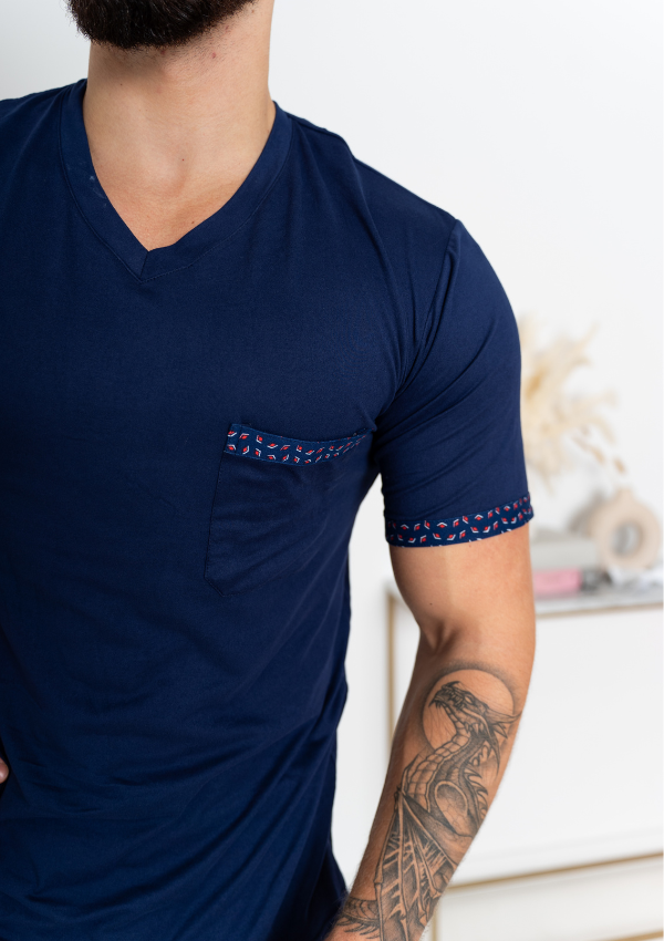 Piżama Męska Navy Dream, Granatowy, r. M-XXXL