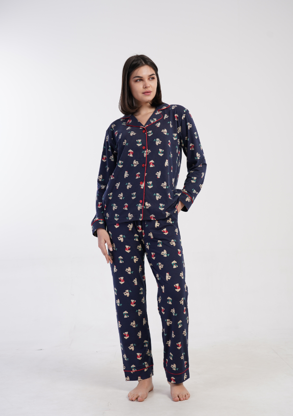 Piżama Damska Vienetta Winter Bears, Granatowy, r. M-XXL