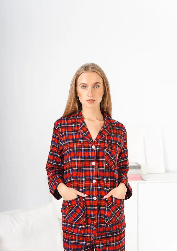 Piżama Damska Formax Plaid Comfort, Czerwony, r. S-XXL