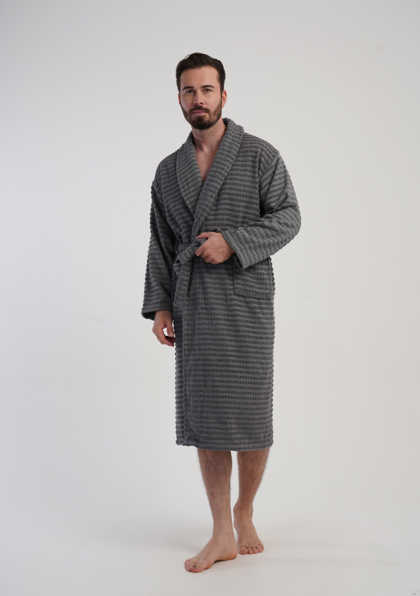 Szlafrok męski Vienetta Urban Loop, Szary, r. M-XXL