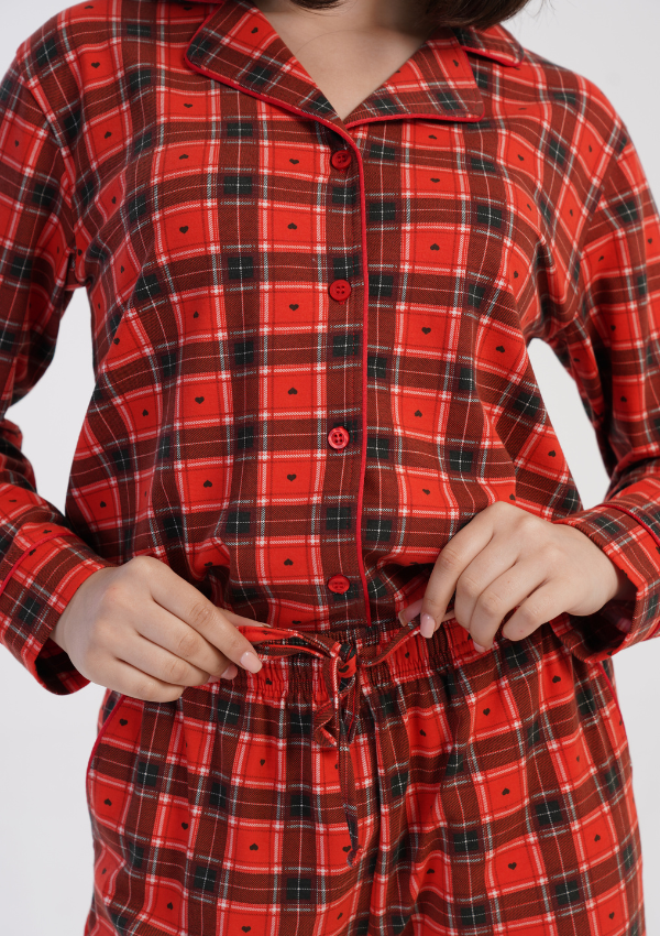 Piżama Damska Vienetta Red Check, Czerwony, r. M-XXL