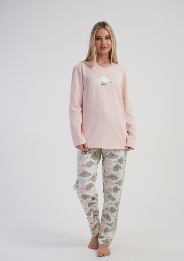 Piżama Damska Vienetta Pink Clouds, Różowy, r. S-XL