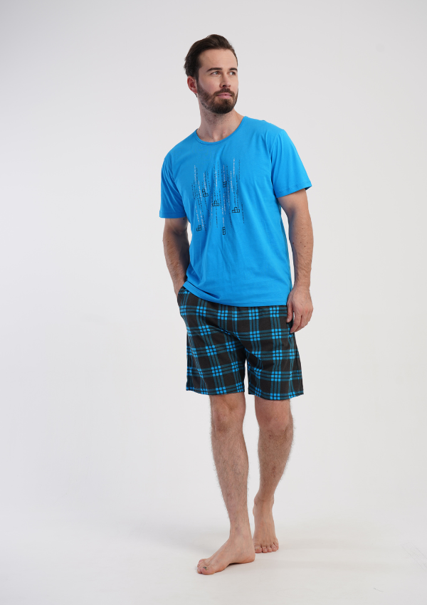 Piżama Męska Vienetta Blue Lumber, Niebieski, r. 1XL-4XL