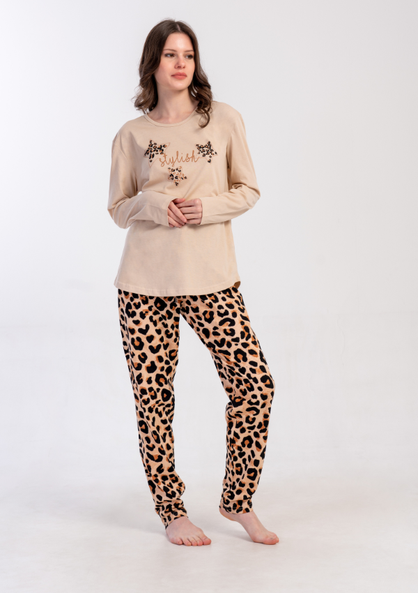 Piżama Damska Vienetta Wild Stellar, Beżowy, r. 1XL-4XL