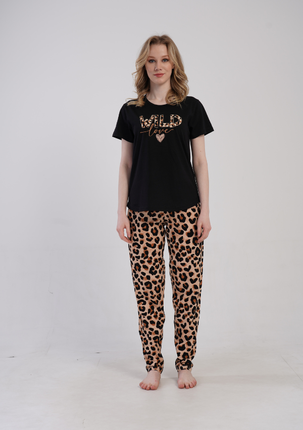 Piżama Damska Wild Love, Czarny, r. 5XL-7XL