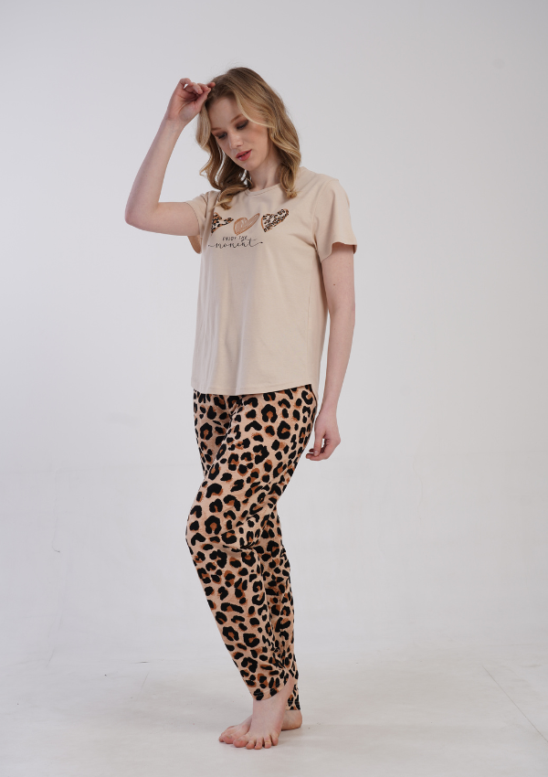 Piżama Damska Vienetta Wild Moment, Beżowy, r. 1XL-4XL