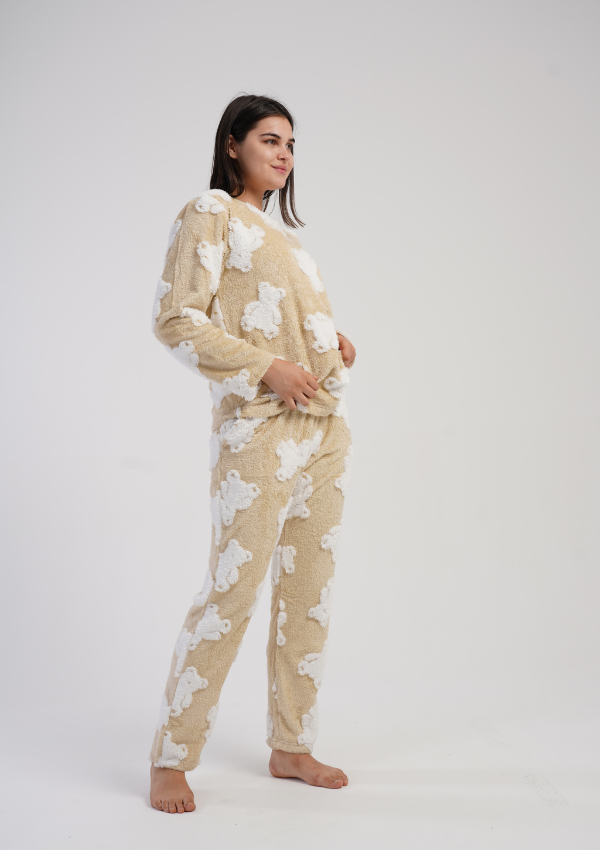 Piżama Damska Softowa Vienetta Sweet Bears, Beżowy, r. S-XL