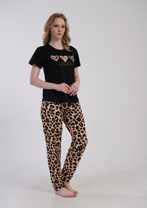 Piżama Damska Vienetta Wild Moment, Czarny, r. 1XL-4XL