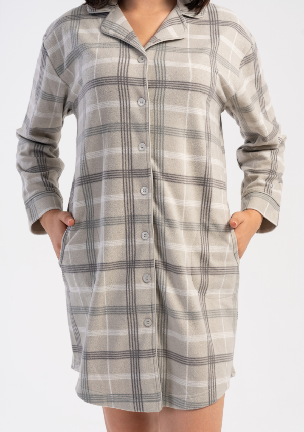 Koszula Nocna Damska Vienetta Warm Check, Beżowy, r. M - XXL