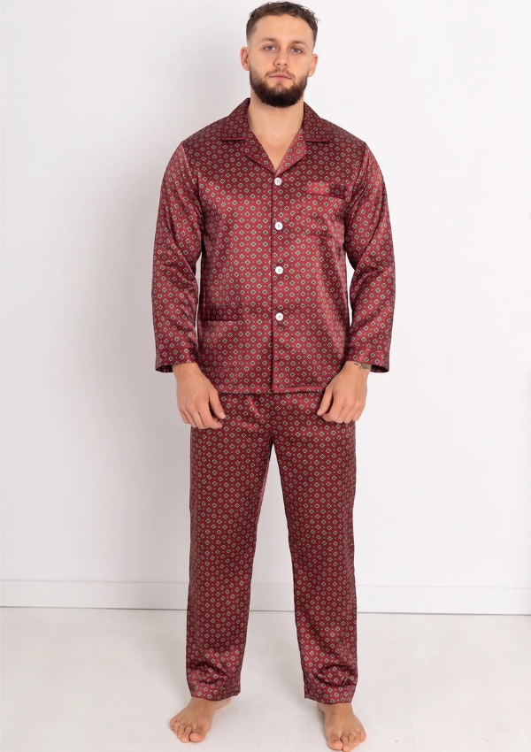 Piżama Męska Classic Satin, Wielokolorowy, r. M- XXXL