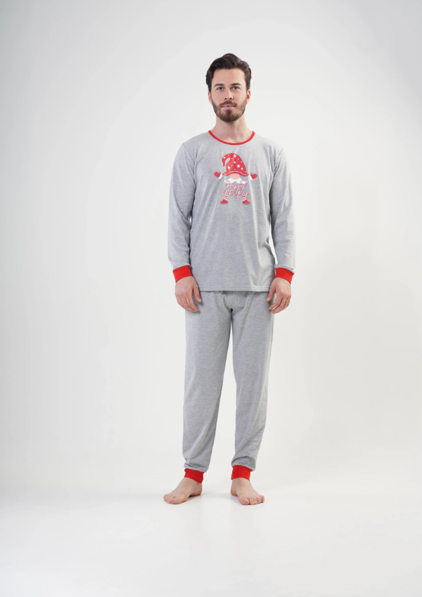 Piżama Męska Vienetta Festive Dude, Szary, r. S-XL