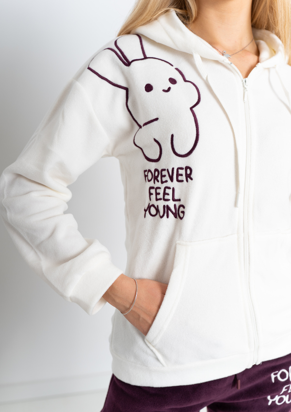 Piżama Damska Polarowa Vienetta Bunny Hug, Biały, r. S-XL