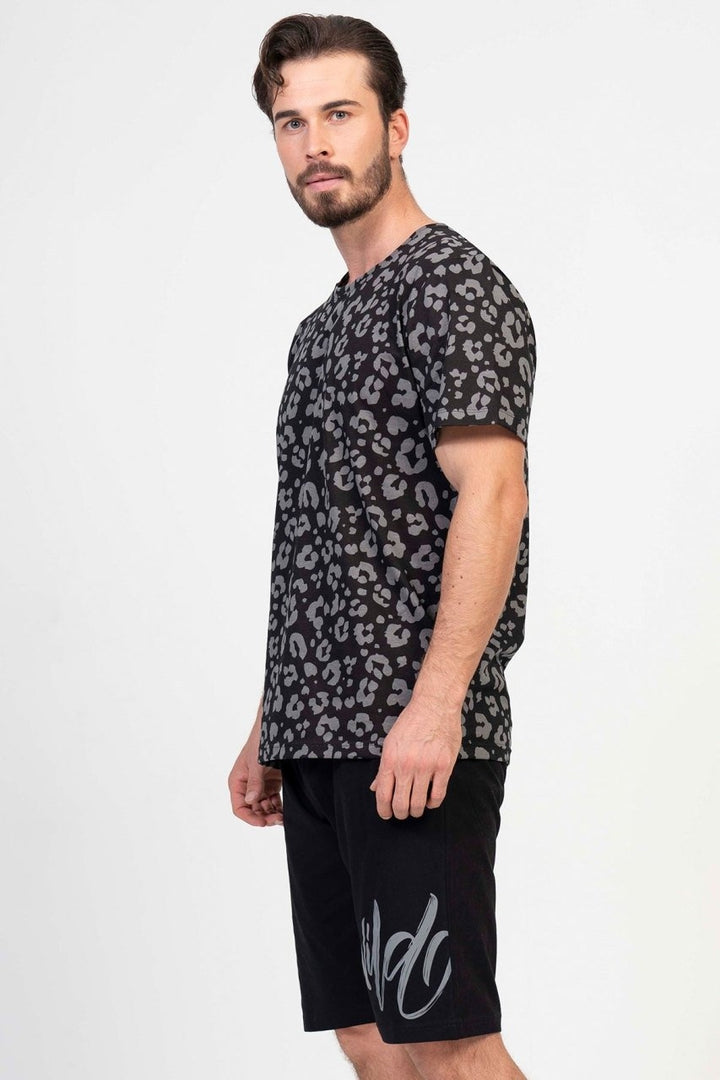 Piżama Męska Vienetta, Wild, Czarna, r. M-XL