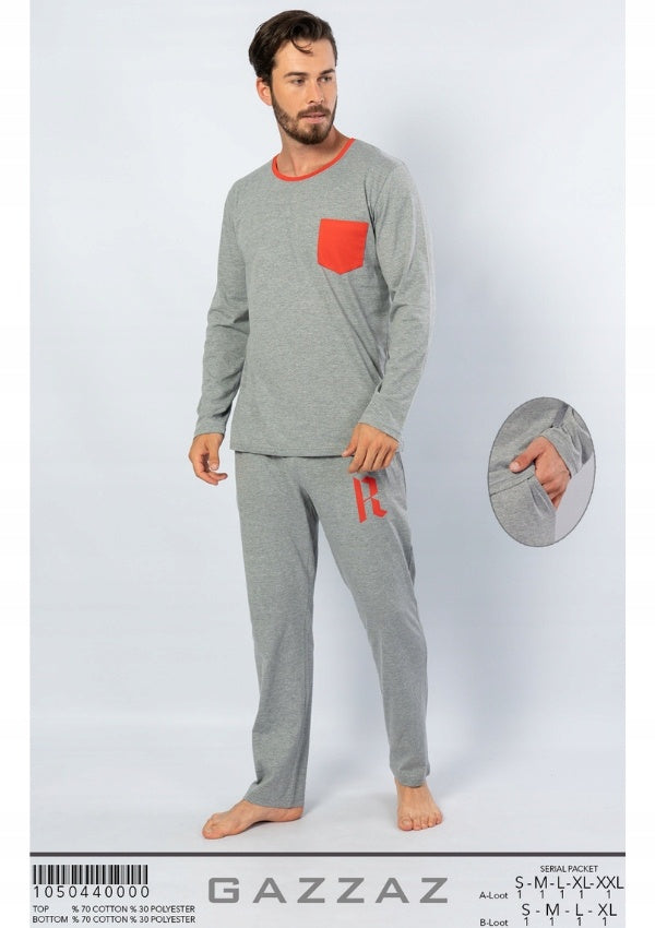 Piżama Męska Vienetta, Red Pocket, Szara, r. S-XL image 2