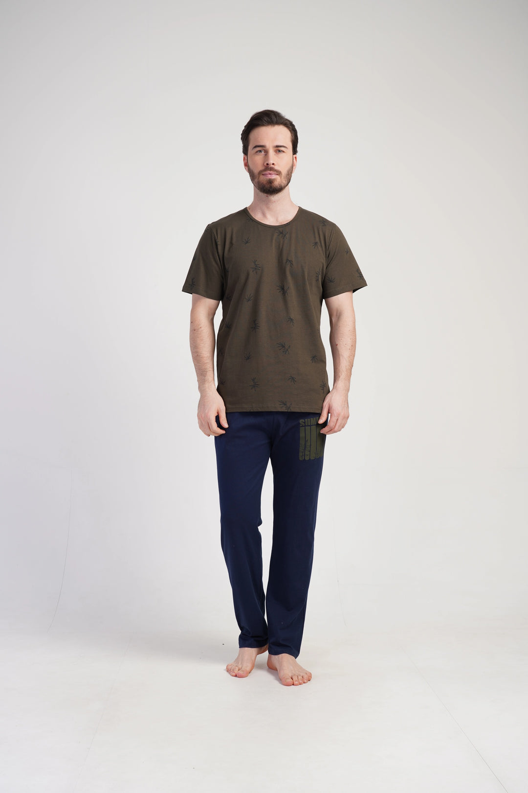 Piżama Męska Vienetta Natural Soft, Brązowy/Granatowy, r. M-XXL image 0