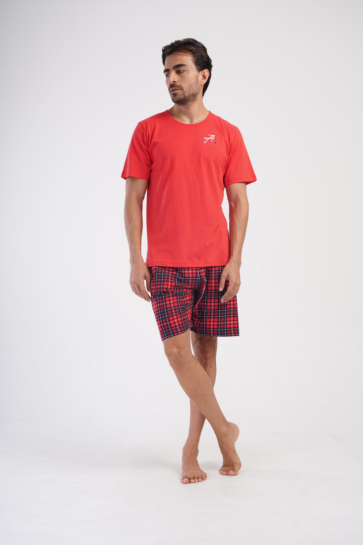 Piżama Męska Vienetta Red Comfort, Czerwony, r. L-XXL