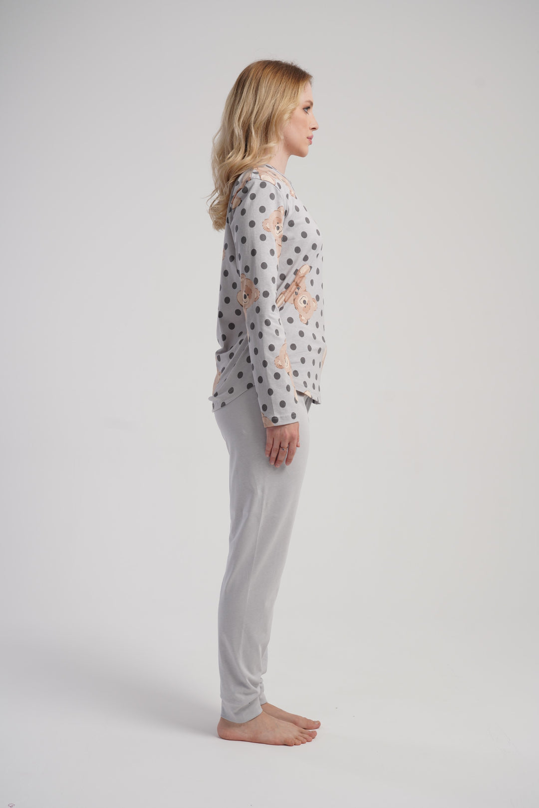 Piżama Damska Vienetta Dotty Teddy, Szary, r. S-XL