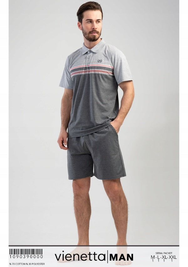 Piżama Męska Vienetta, Grey Elegant, Szara, r. M-XXL