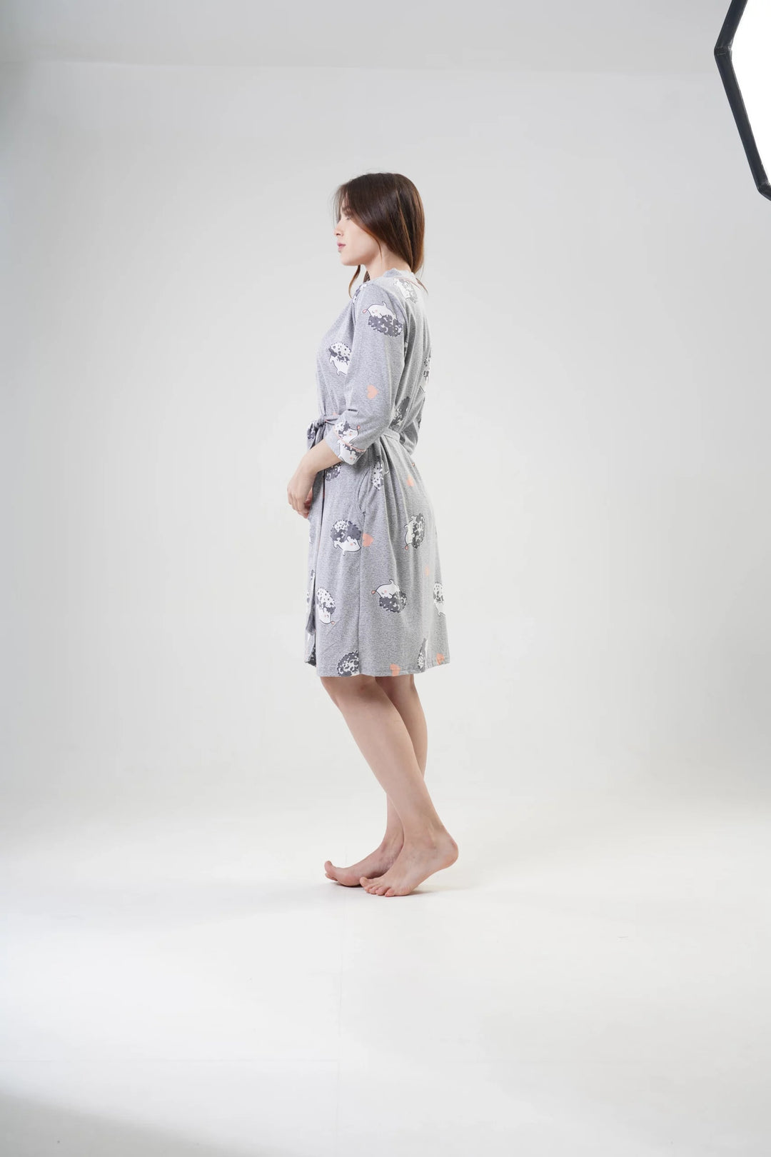 Szlafrok damski Vienetta Sweet Hedgehog, Szary, r. S-XL image 4