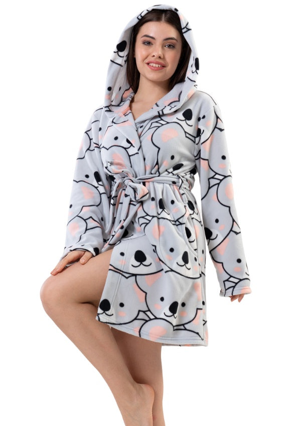 Szlafrok damski Vienetta Soft &amp; Stylish, szary, r. S-XL