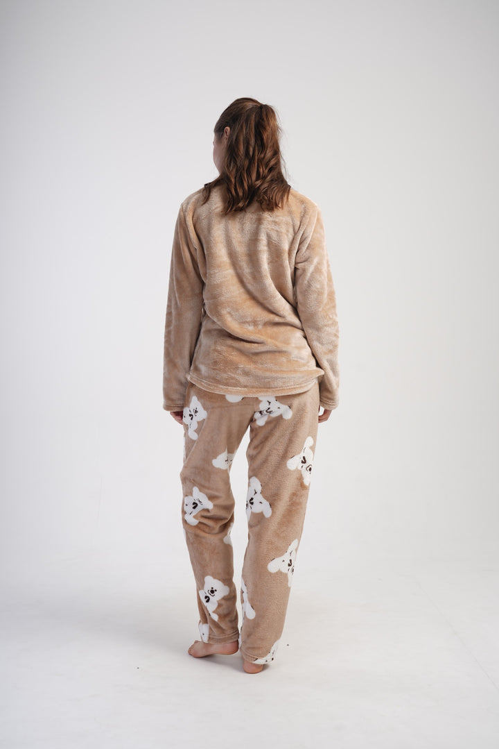 Piżama Damska Softowa Vienetta Enjoy Yourself, Brązowy, r. S-XL