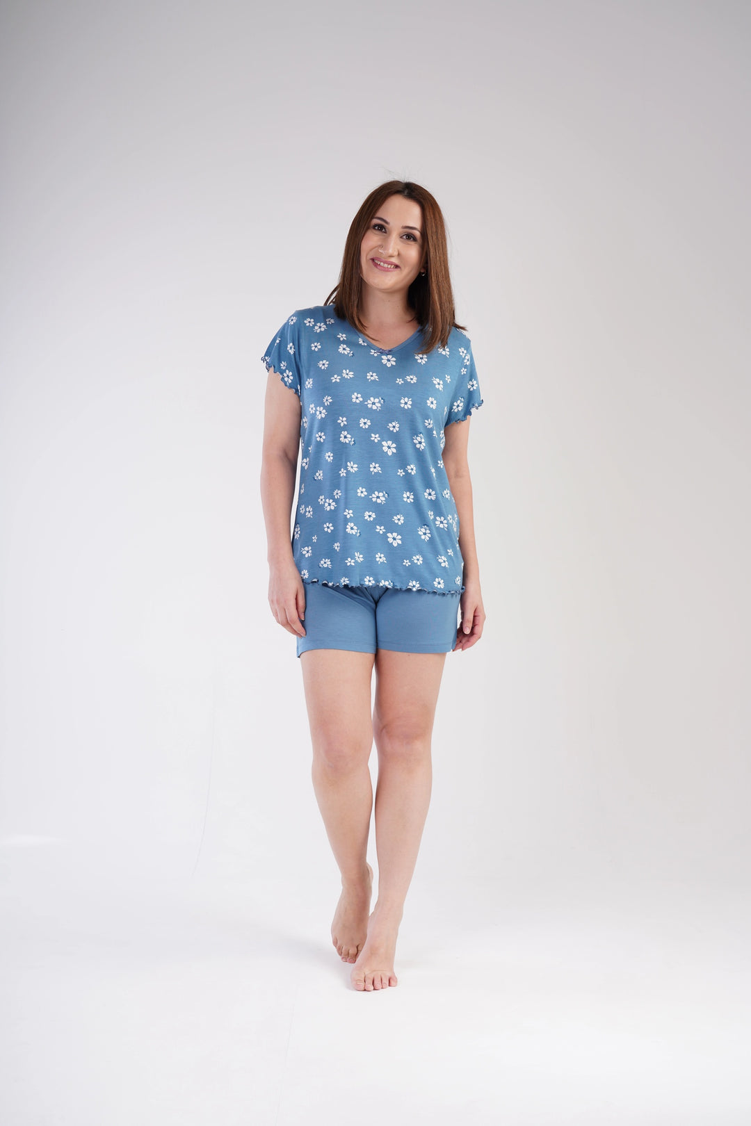 Piżama Damska Vienetta Botanical Viscose, niebieska, r. 1XL-4XL image 0