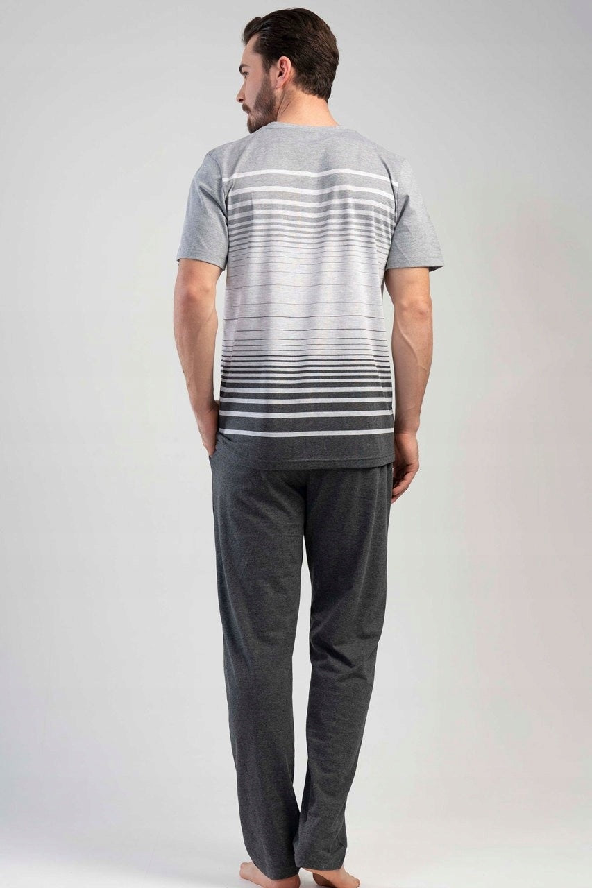 Piżama Męska Vienetta, Grey Stripes, Szara, r. 1XL-4XL