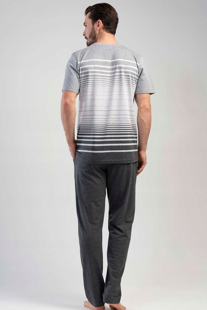 Piżama Męska Vienetta, Grey Stripes, Szara, r. 1XL-4XL