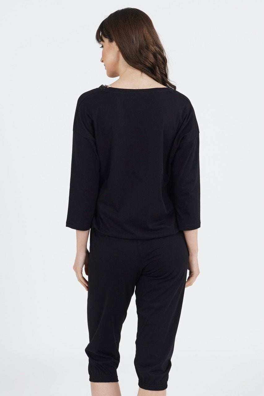 Piżama Damska Vienetta Smooth Comfort Cotton Black, czarna, r. S-XL