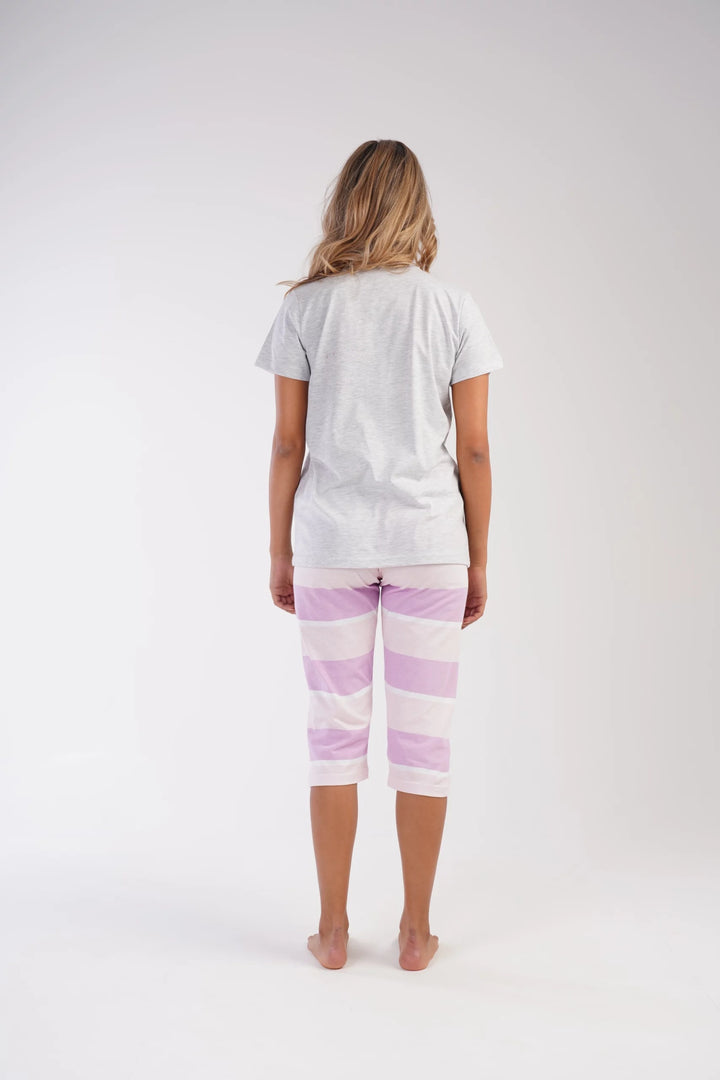 Piżama Damska Vienetta Madras Magic, szaro-różowa, r. M-XXL image 5